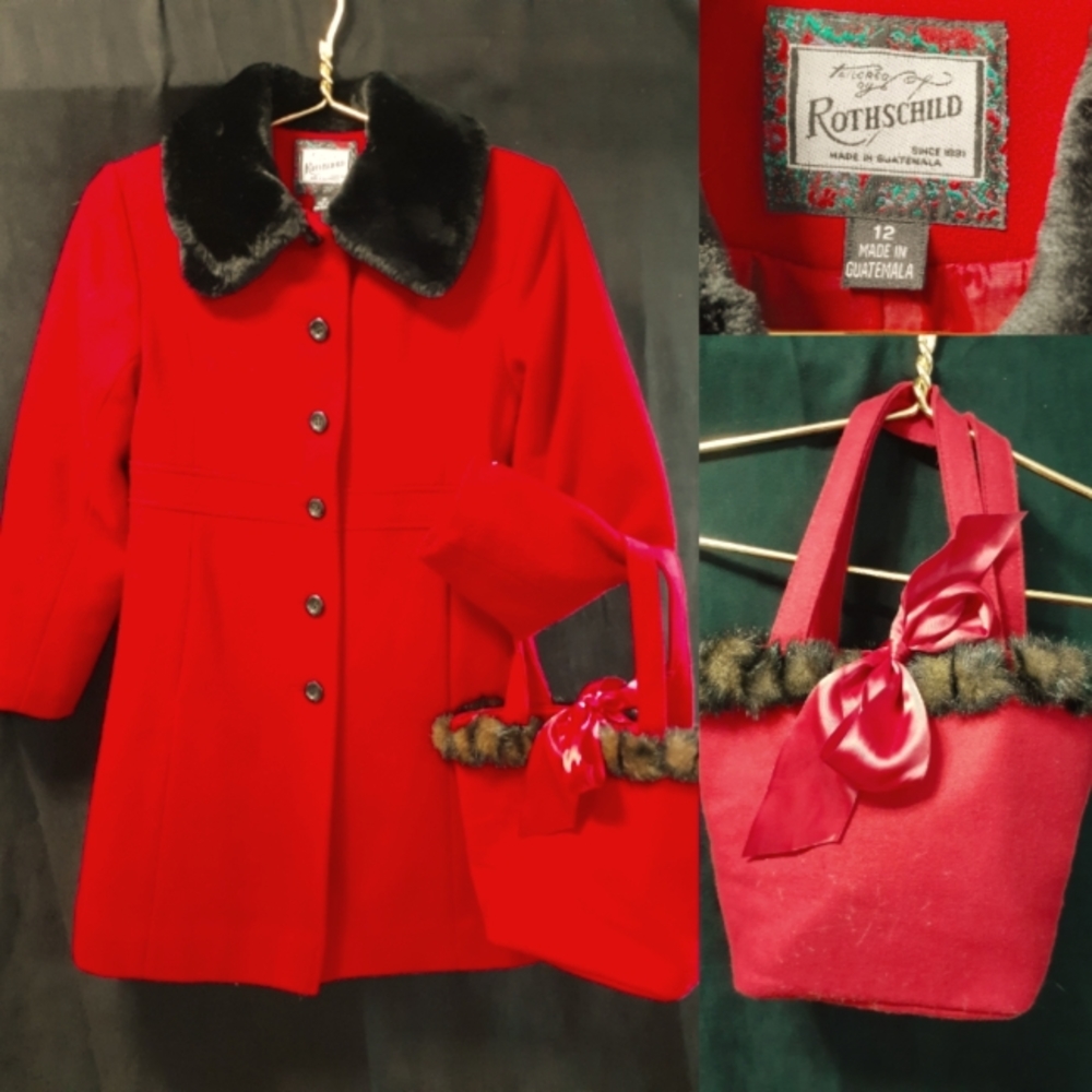 Rothschild Red Wool Winter Girls Jacket